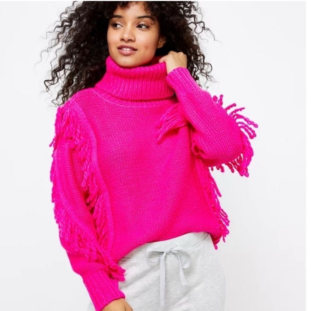 Lou & Grey for Loft Wool Blend Chunky Pink Knit Sweater Size XS